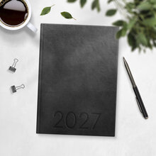 Kalender 2027 Weekly A5 svart konstläder